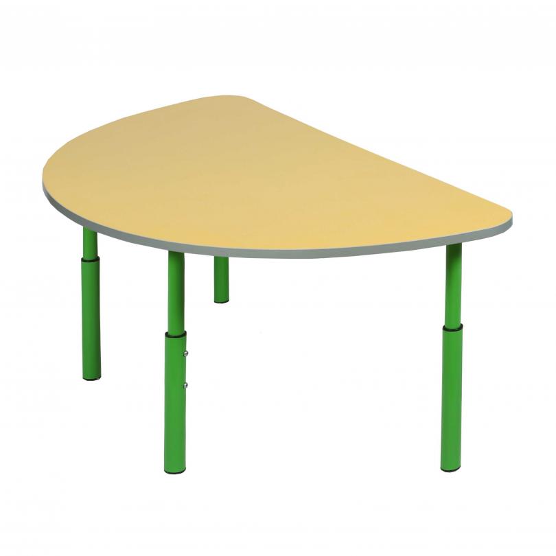 Стіл дитячий півколо, на крулій металевій трубі, регулюється на ростові групи №1-3,(ТОВ ‘’АЛМАНТ’’), 1100х553х460-580 мм. H = 460-580 мм.